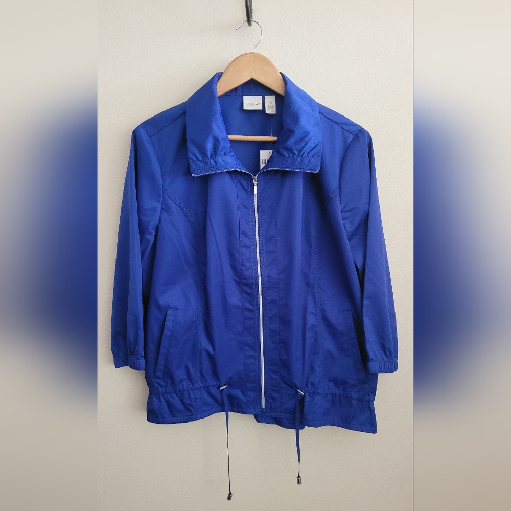 Chico's Zenergy Stitch Detail Windbreaker Jacket, Women's XL, Vibrant Blue